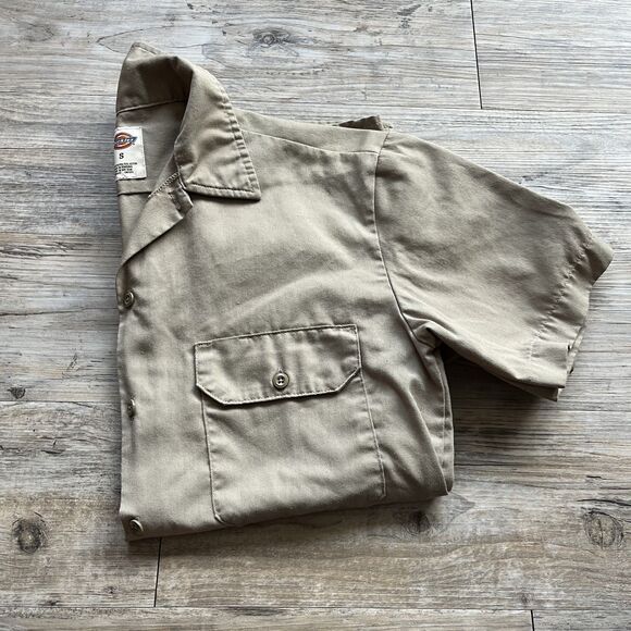 Dickies Short Sleeve Work Shirt Small Dessert Sand Brown Tan - Picture 9 of 10